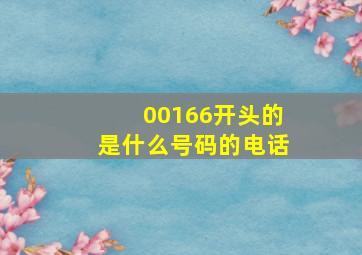 00166开头的是什么号码的电话