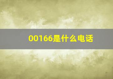 00166是什么电话