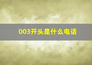 003开头是什么电话