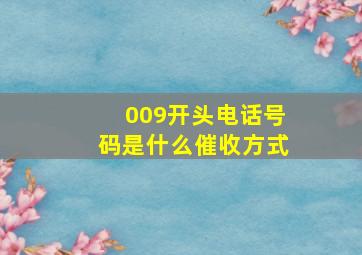 009开头电话号码是什么催收方式