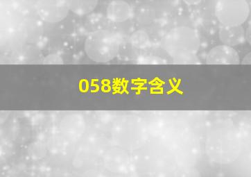 058数字含义