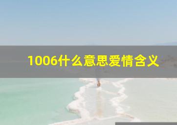 1006什么意思爱情含义