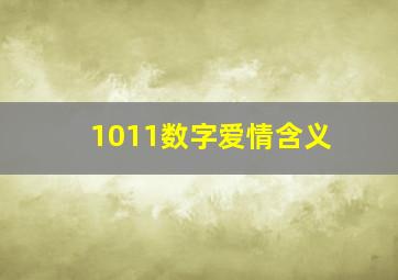 1011数字爱情含义