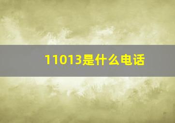 11013是什么电话