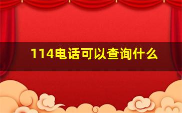 114电话可以查询什么