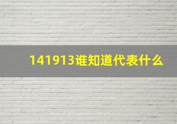 141913谁知道代表什么