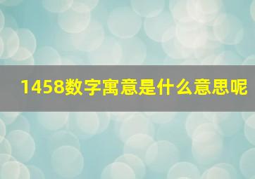 1458数字寓意是什么意思呢