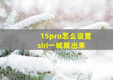 15pro怎么设置siri一喊就出来