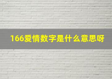 166爱情数字是什么意思呀