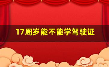 17周岁能不能学驾驶证