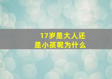 17岁是大人还是小孩呢为什么