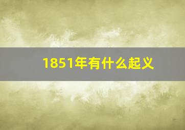 1851年有什么起义