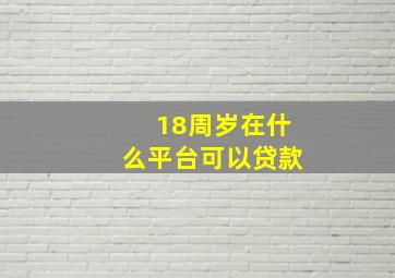 18周岁在什么平台可以贷款