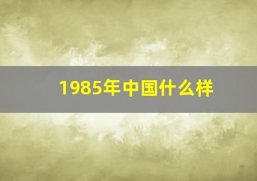 1985年中国什么样