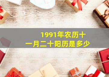 1991年农历十一月二十阳历是多少