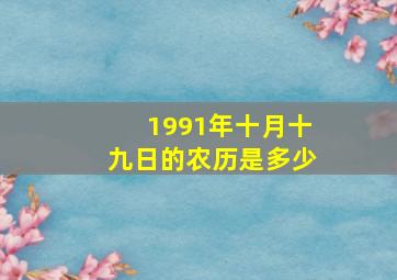 1991年十月十九日的农历是多少