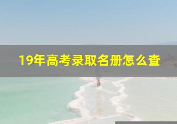 19年高考录取名册怎么查