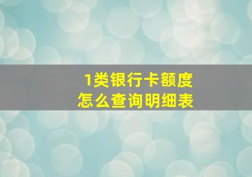 1类银行卡额度怎么查询明细表