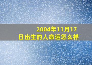 2004年11月17日出生的人命运怎么样