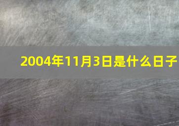 2004年11月3日是什么日子