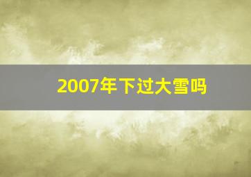 2007年下过大雪吗