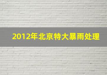 2012年北京特大暴雨处理