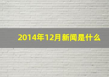 2014年12月新闻是什么