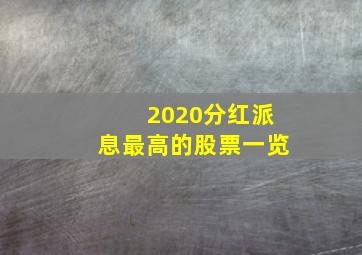 2020分红派息最高的股票一览