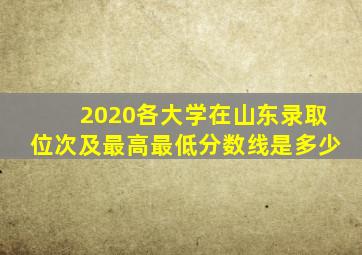 2020各大学在山东录取位次及最高最低分数线是多少