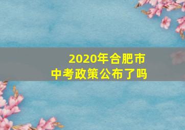 2020年合肥市中考政策公布了吗