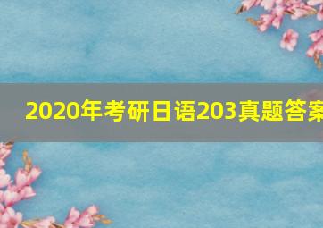 2020年考研日语203真题答案