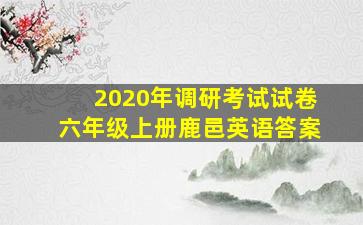 2020年调研考试试卷六年级上册鹿邑英语答案