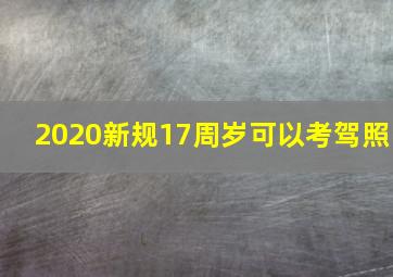 2020新规17周岁可以考驾照