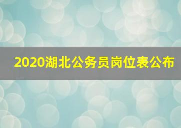 2020湖北公务员岗位表公布