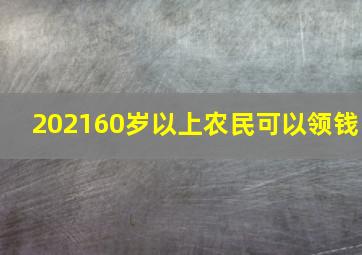 202160岁以上农民可以领钱