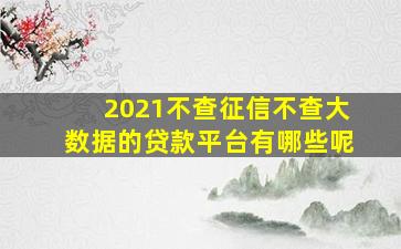 2021不查征信不查大数据的贷款平台有哪些呢