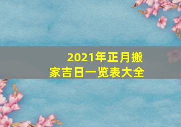 2021年正月搬家吉日一览表大全