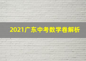 2021广东中考数学卷解析