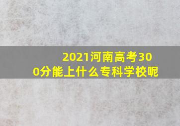 2021河南高考300分能上什么专科学校呢