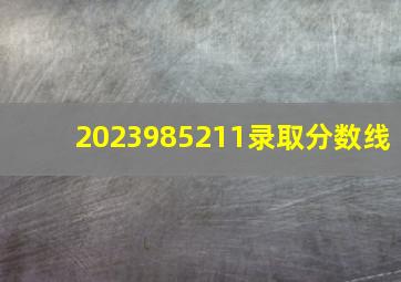 2023985211录取分数线