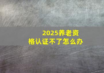 2025养老资格认证不了怎么办