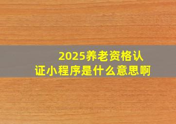 2025养老资格认证小程序是什么意思啊