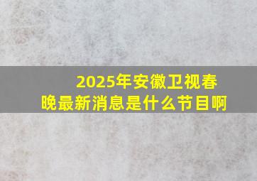 2025年安徽卫视春晚最新消息是什么节目啊