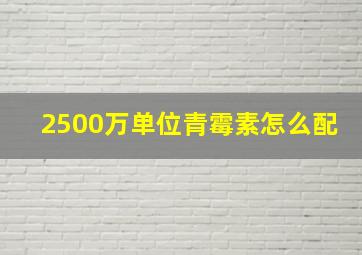 2500万单位青霉素怎么配