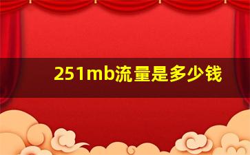 251mb流量是多少钱