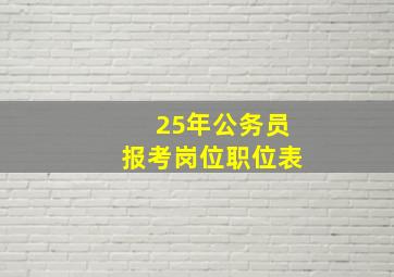 25年公务员报考岗位职位表