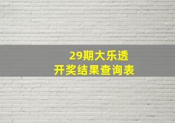 29期大乐透开奖结果查询表