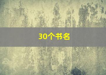 30个书名