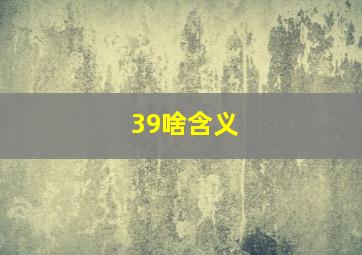 39啥含义