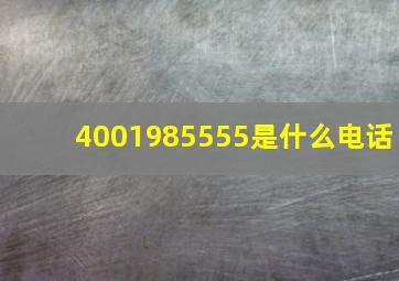 4001985555是什么电话